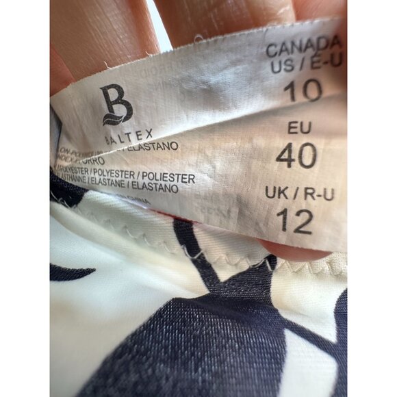 Baltex Womens Halter Tankini Top Swimwear Size 10 Black White Leaf Print Beach - Picture 3 of 8